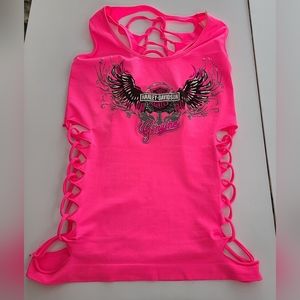 Harley Davidson Sleeveless Biker  Sports Tank Top. One Size fits All. Hot Pink